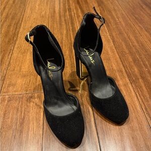 Lulu's Elegant Black Heels with Ankle Strap